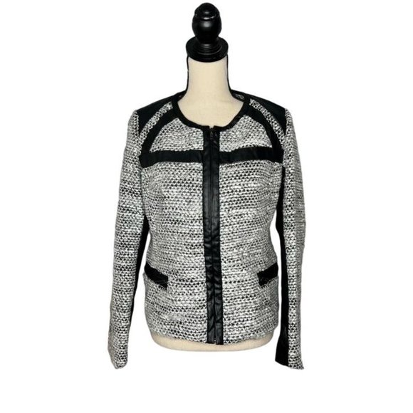 Kut from the Kloth White Black Full Zip Long Sleeve Jacket Women's Size Small S - Picture 1 of 7